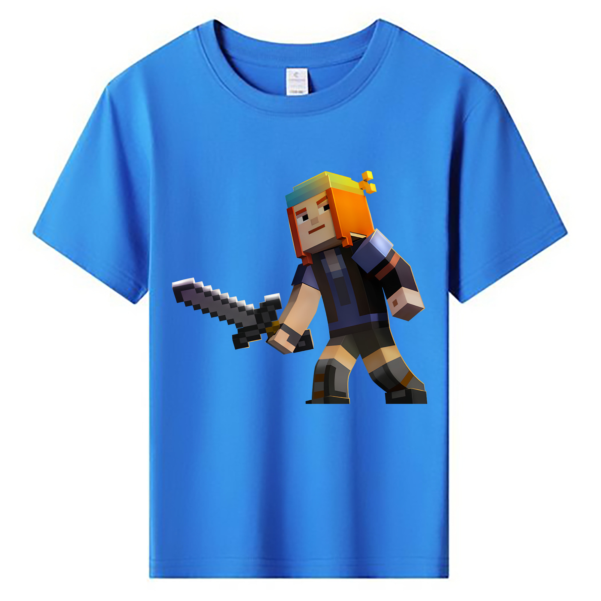 （画像用） マインクラフト ブロックの世界 Minecraft MC Block world 綿100％キッズTシャツ（フロントプリント）